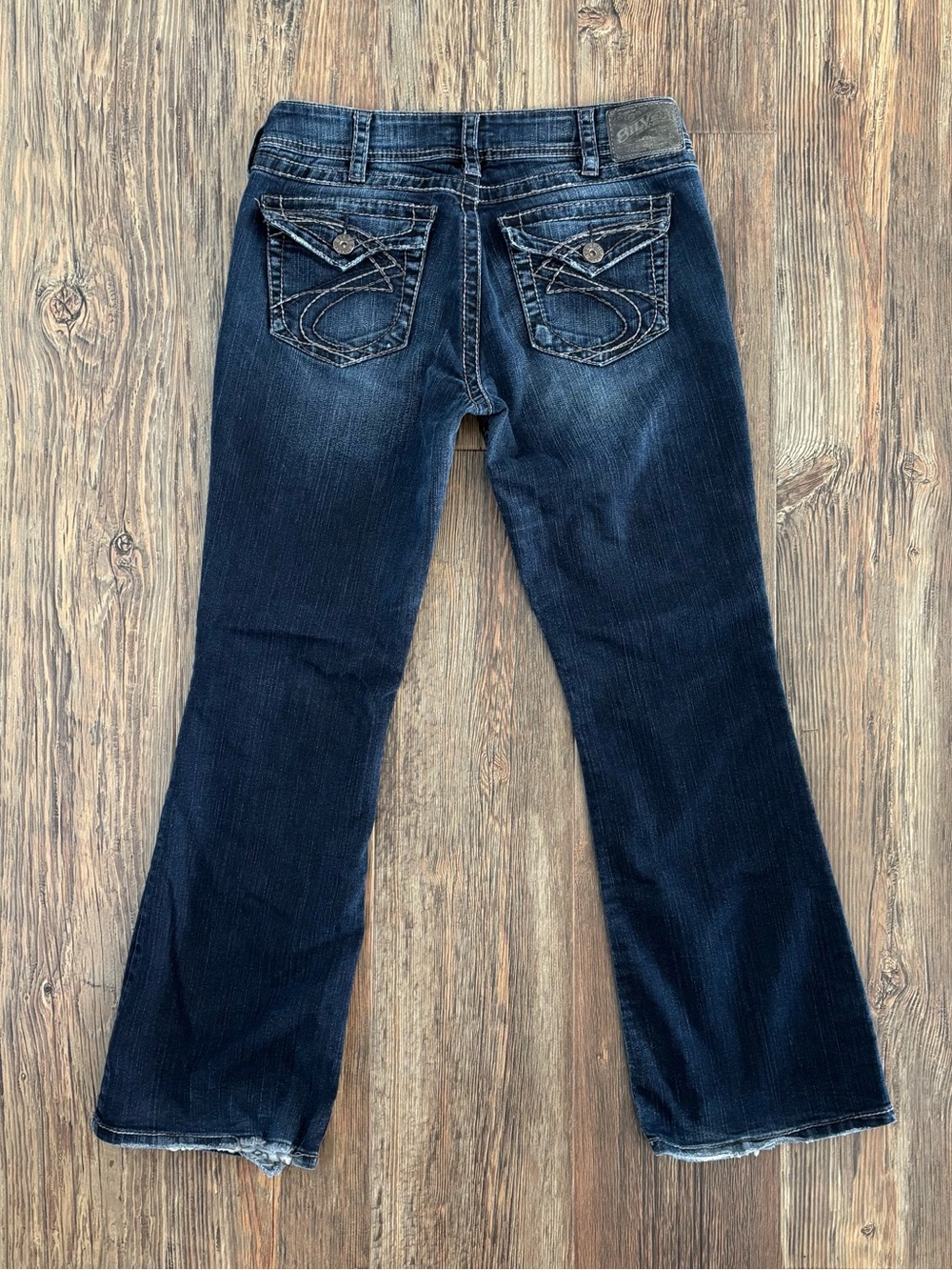 Silver Jeans Suki Surplus Bootcut Womens 31x30 Blue Denim Dark Wash Flap Pockets
